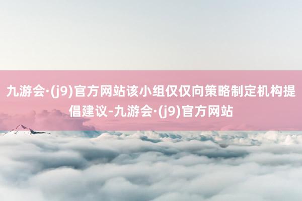 九游会·(j9)官方网站该小组仅仅向策略制定机构提倡建议-九游会·(j9)官方网站